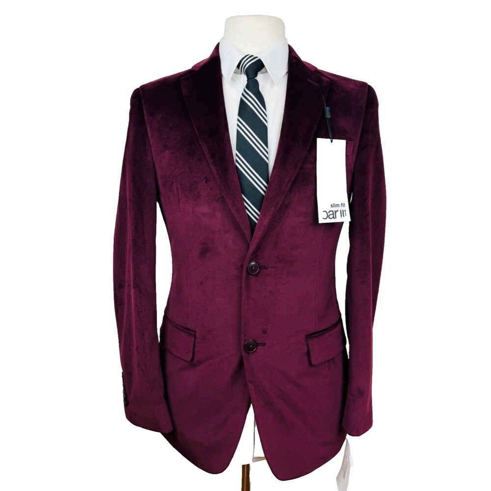 $295 NEW BAR III MENS 36R PURPLE THICK SOFT VELVET BLAZER SPORT COAT SUIT JACKET